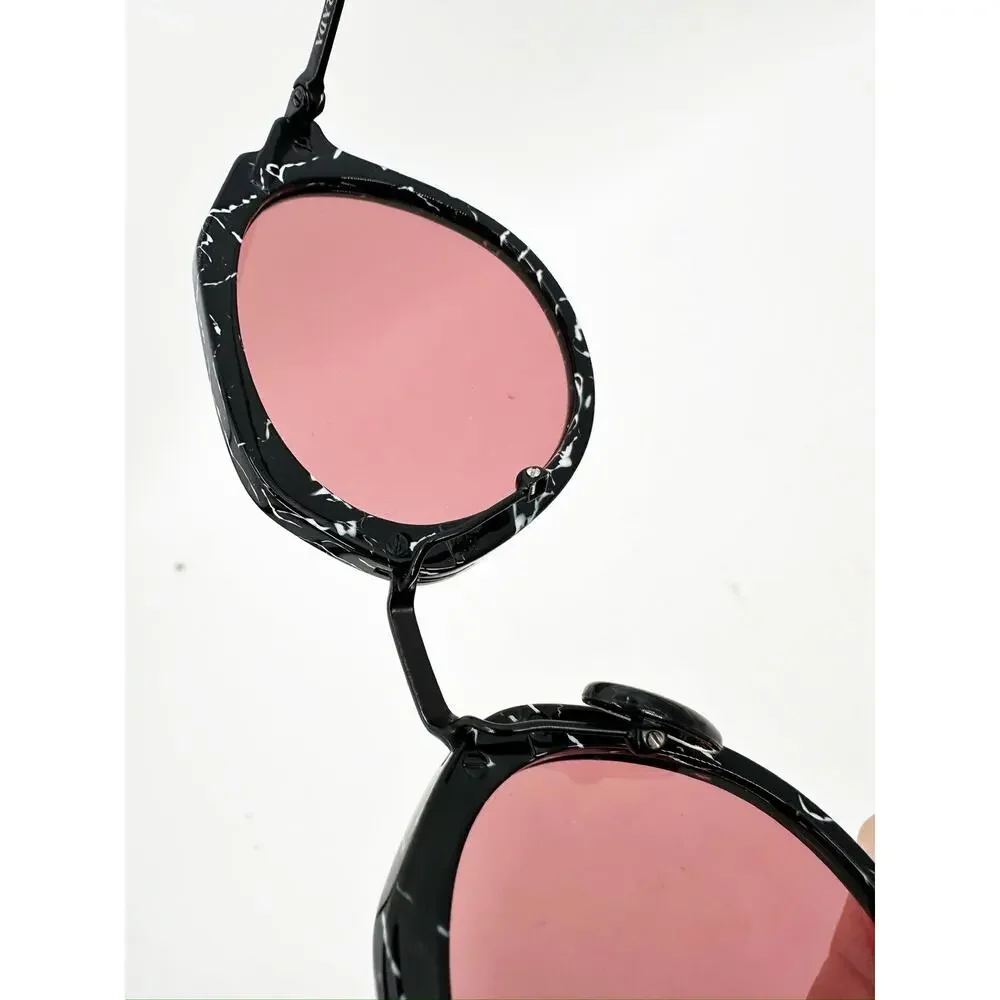 Prada SPR05Y Black Marble‎ Pink Lens Oval 50mm Sunglasses